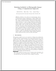 Datta-Joshi-Li - Studying Aesthetics in Photographic Images Using a Computational Approach