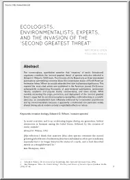 Matthew K. Chew - Ecologists, Environmentalists, Experts, and the Invasion of the Second Greatest Threat