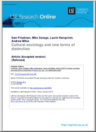 Cultural sociology and new forms of distinction
