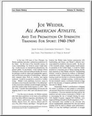 Jason Shurley - Joe Weider, All Americal Athlete and the promotion of strength training for sport