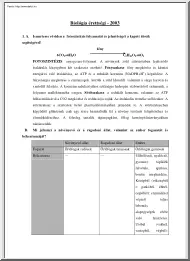 Biológia érettségi tételek, 2003