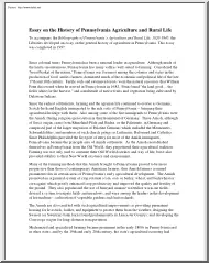 Essay on the History of Pennsylvania Agriculture and Rural Life