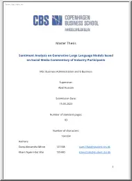 Abid Hussain - Sentiment Analysis on Generative Large Language Models based on Social Media Commentary of Industry Participants