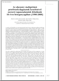 Demeter-Szirmai-Sipos - Az alacsony malignitású petefészek-daganatok kezelésével szerzett tapasztalataink Klinikánk 10 éves beteganyagában, 1990-2000