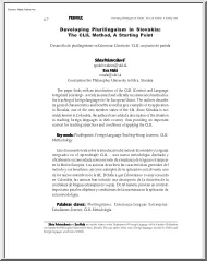 Silvia Pokrivcáková - Developing Plurilinguism in Slovakia, The CLIL Method, A Starting Point