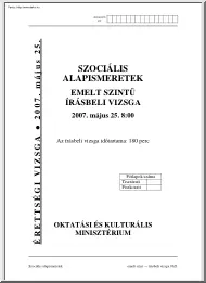 Szociális alapismeretek emelt szintű írásbeli érettségi vizsga, megoldással, 2007