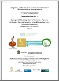 Guglielmo Cinque - Vietnamese Migrants, Cambodian Elites and Strategies of Land Control Along the Cambodian Borderlands