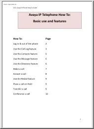 Avaya IP Telephone How To, Basic Use and Features