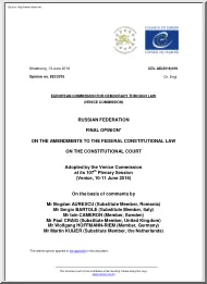 Final Opinion on the Amendments to the Federal Constitutional law on the Constitutional Court