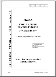 Fizika emelt szintű írásbeli