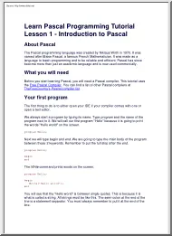 Learn Pascal Programming Tutorial - Introduction to Pascal