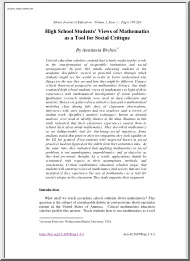 Anastasia Brelias - High School Students Views of Mathematics as a Tool for Social Critique