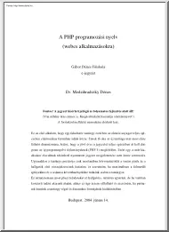 Dr. Medzihradszky Dénes - A PHP programozási nyelv, webes alkalmazásokra