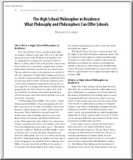 Benjamin Lukey - The High School Philosopher in Residence, What Philosophy and Philosophers Can Offer Schools