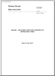 Brazil, Measures Affecting Imports of Retreaded Tyres