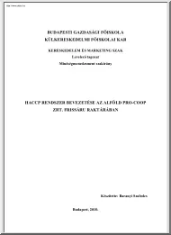 Baranyi Szabolcs - HACCP rendszer bevezetése az Alföld Pro-Coop Zrt friss áru raktárában