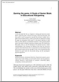 Anders Frank - Gaming the game, A Study of Gamer Mode in Educational Wargaming