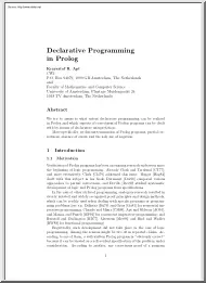 Krzysztof R. Apt - Declarative Programming in Prolog