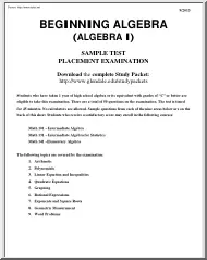 Beginning Algebra, Sample Test