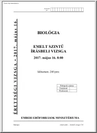 Biológia emelt szintű írásbeli