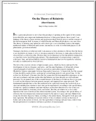 Albert Einstein - On The Theory Of Relativity