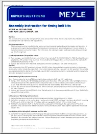 Assembly Instruction for Timing Belt Kits to Fit Audi, Seat, Skoda, VW