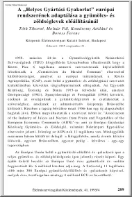 A Helyes Gyártási Gyakorlat európai rendszerének adaptálása a gyümölcs- és zöldséglevek előállításánál