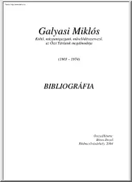 Galyasi Miklós bibliográfiája