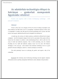 Az adattárház technológia előnyei