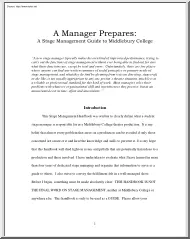 A Manager Prepares, A Stage Management Guide to Middlebury College