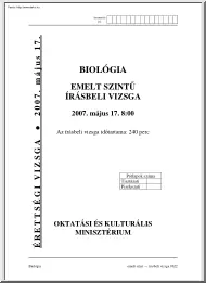 Biológia emelt szintű írásbeli