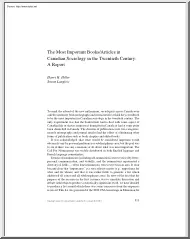 Hiller-Langlois - The Most Important Books and Articles in Canadian Sociology in the Twentieth Century