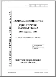 Gazdasági ismeretek emelt szintű