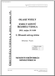 Olasz nyelv emelt szintű írásbeli érettségi vizsga megoldással, 2011