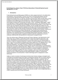 Profile Report for a Tenure Track Professorship in Financial Engineering and Management