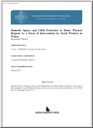 Bernadette Tillard - Domestic Spaces and Child Protection at Home, Physical Hygiene As a Focus of Interventions by Social Workers in France