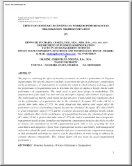 Adaeze-Nnenna - Effect of Monetary Incentives on Workers Performance in Organization, Nigerian Situation