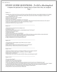 Study Guide Questions, To Kill a