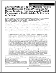 American College of Sports Medicine Position Stand. Resistance Training Prescription for Muscle Function, Hypertrophy, and Physical Performance in Healthy Adults, An Overview of Reviews