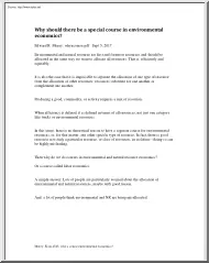 Edward R. Morey - Why Should There be a Special Course in Environmental Economics