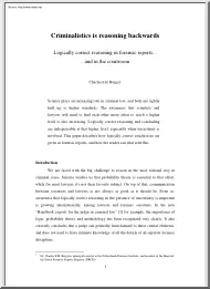 Charles E. H. Berger - Criminalistics is Reasoning Backwards