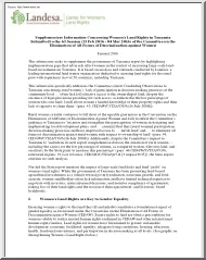 Supplementary Information Concerning Womens Land Rights in Tanzania Submitted to the 63 Session of the Committee on the Elimination of All Forms of Discrimination against Women