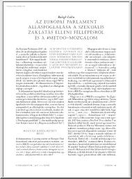 Balogh Lídia - Az Európai Parlament állásfoglalása a szexuális zaklatás elleni fellépésről és a METOO-mozgalom
