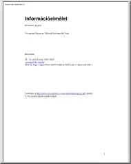 Dr Vassányi István - Információelmélet