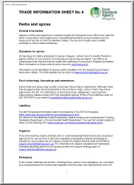 Herbs and Spices, Trade Information Sheet
