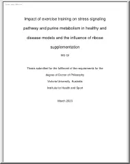 Bo Qi - Impact of exercise training on stress signaling pathway and purine metabolism in healthy and disease models and the influence of ribose supplementation