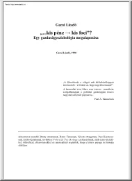 Garai László - Kis pénz, kis foci, egy gazdaságpszichológia megalapozása