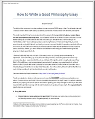 Bryan Frances - How to write a good Philosophy essay
