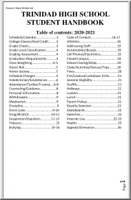 Trinidad High School, Student Handbook