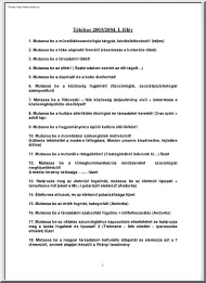 Művelődésszociológia tételek, 2003